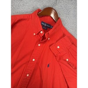 Vintage POLO RALPH LAUREN Shirt Mens XL‎ Red Blake Heavy Cotton Twill